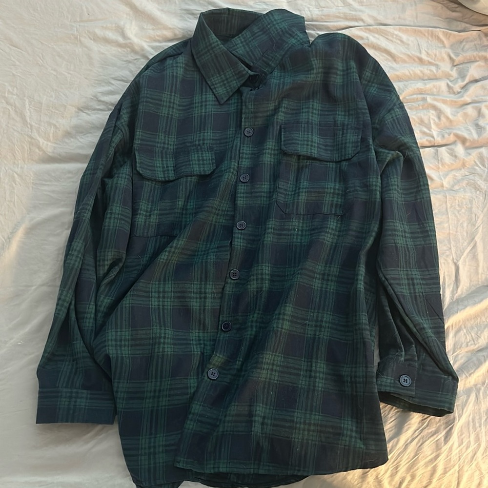 green and black button up plaid flannel size 4x shein curve